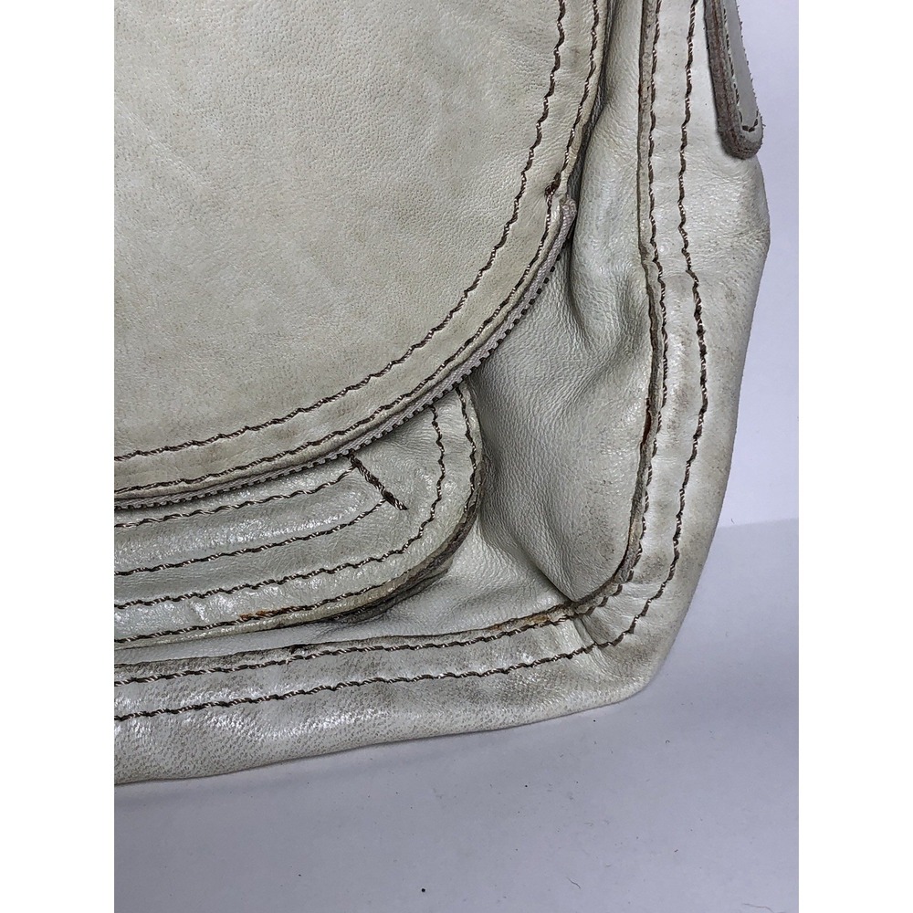 Vtg Y2K Lucky Brand Lamb Leather Crossbody Bag Boho White Distressed/STAINED - Picture 6 of 16